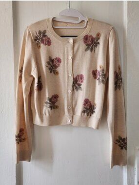 Cider Cream Floral Roses Button-Up Cardigan